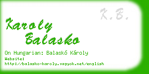 karoly balasko business card