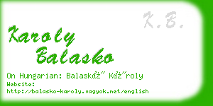 karoly balasko business card